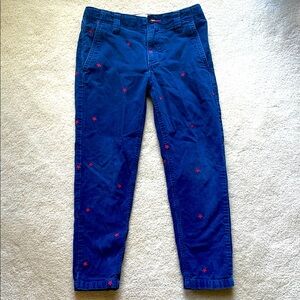 Boden Relaxed Corduroy Chino Pants Navy Blue Red Embroidered Star Size 7Y